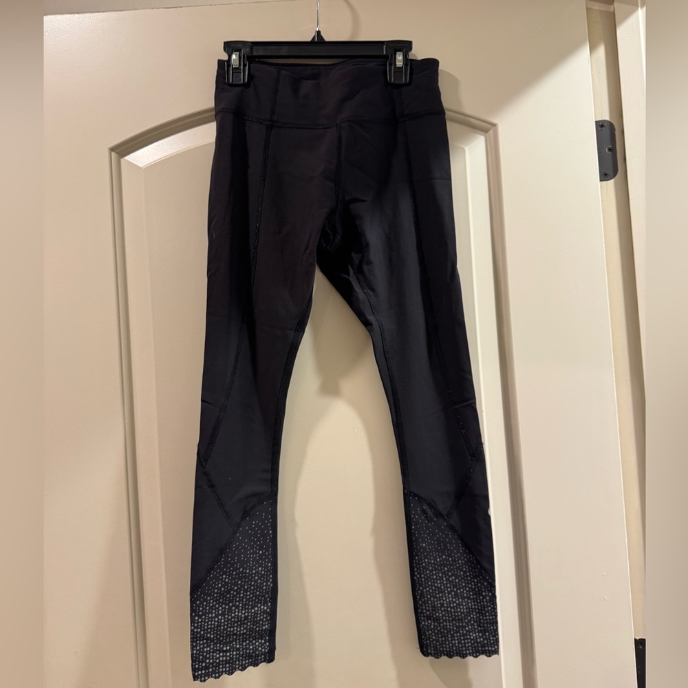 Lululemon Black Leggings with Patterned scalloped edge 4
